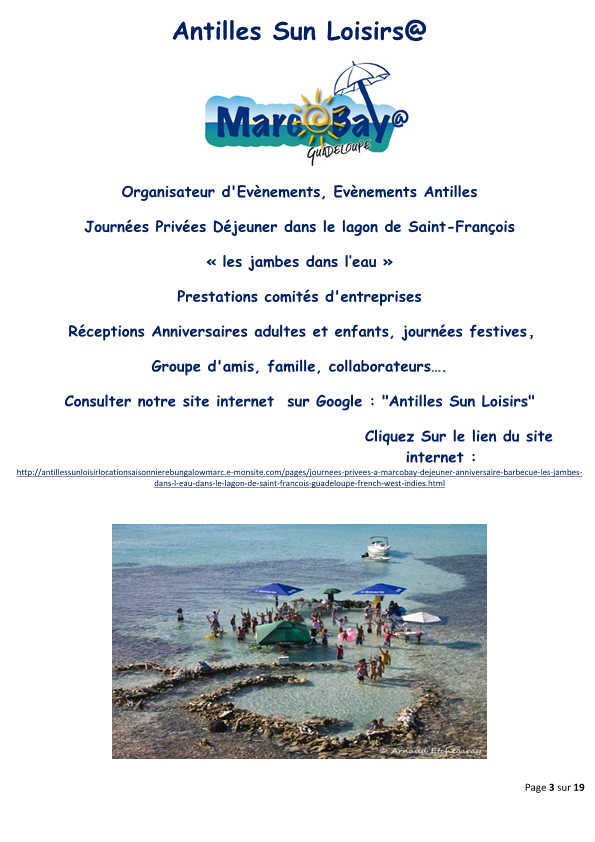Antilles sun loisirs marcobay plaquette descriptive journees privees a marcobay 2016 page03