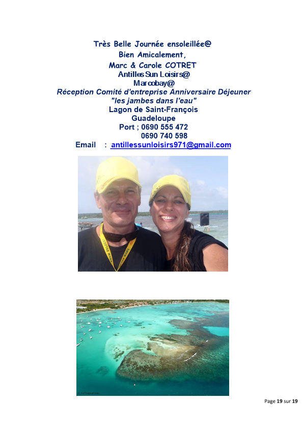 Antilles sun loisirs marcobay plaquette descriptive journees privees a marcobay 2016 page19